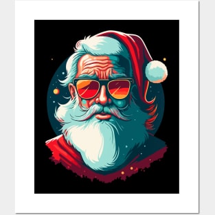 Santa Face Retro Sunglasses Christmas Xmas Posters and Art